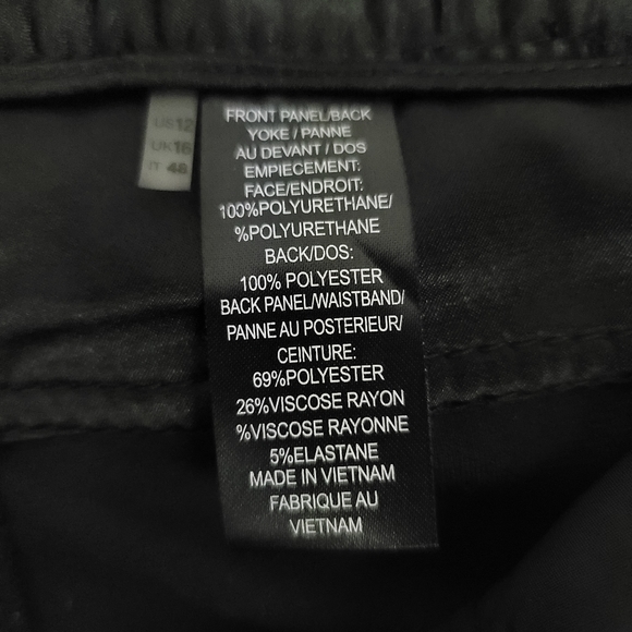 ***HOST PICK***Tahari Faux Leather Contrast Pants Size 12 Black - Picture 4 of 7